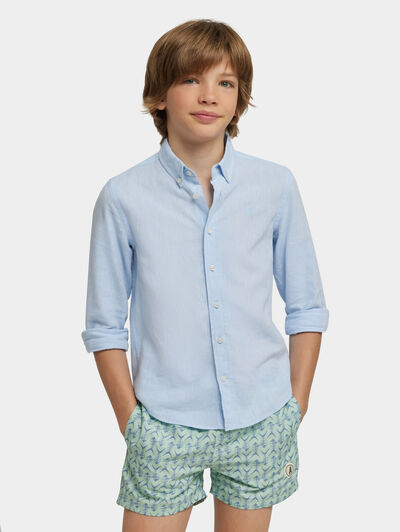 CAMISA LINO KIDS CELESTE