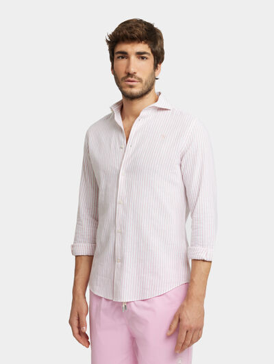 CAMISA LINO RAYAS JK CORAL