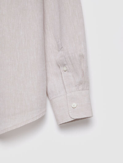 CAMISA LINO BOLSILLO BEIGE