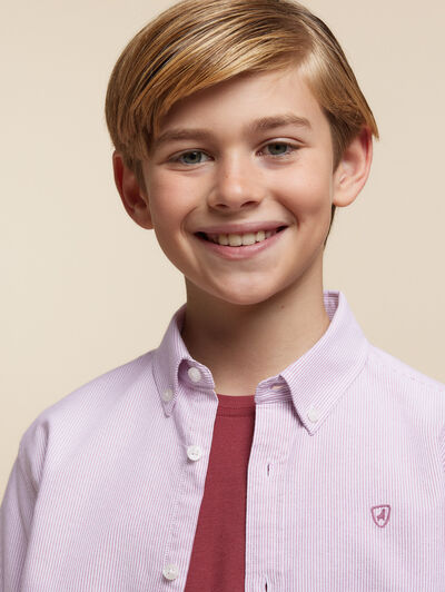 CAMISA OXFORD MIL RAYAS KIDS BURDEOS