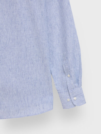 CAMISA LINO MIL RAYAS AZUL MARINO