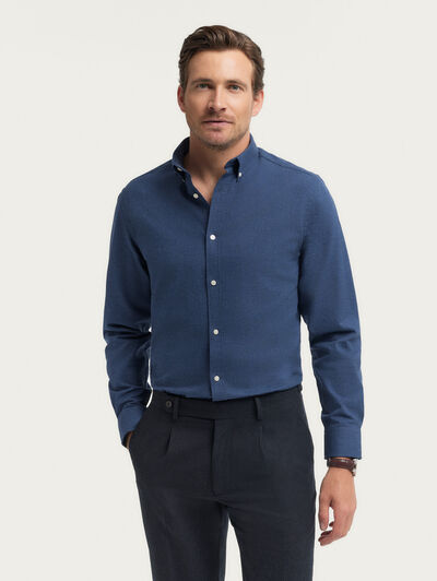 CAMISA FLANNEL TWILL AZUL MARINO