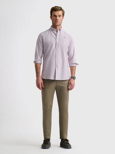 CAMISA OXFORD STRIPES BURDEOS