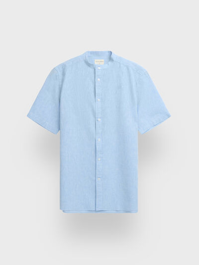 CAMISA LINO M.CORTA MAO CELESTE