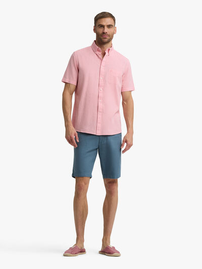 CAMISA LINO M. CORTA CORAL