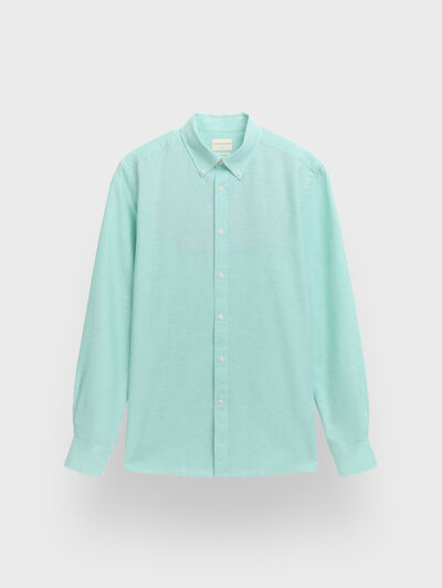 CAMISA LINO C.BOTON VERDE