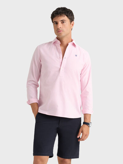 POLERA OXFORD RAYAS CORAL