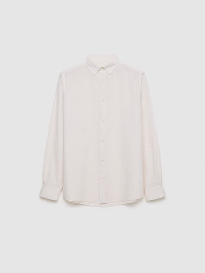 CAMISA LINO C. BOTON BEIGE