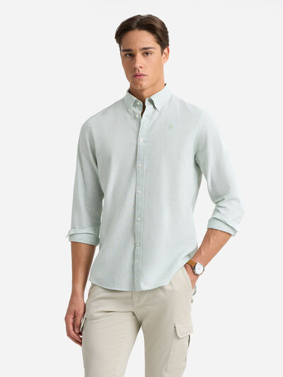 CAMISA LINO MIL RAYAS VERDE