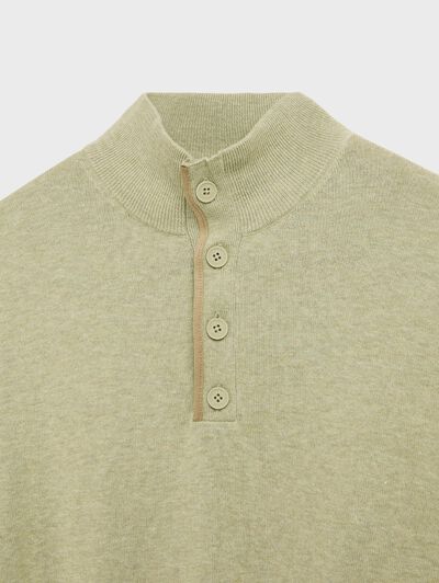 JERSEY BUTTON COLLAR VERDE
