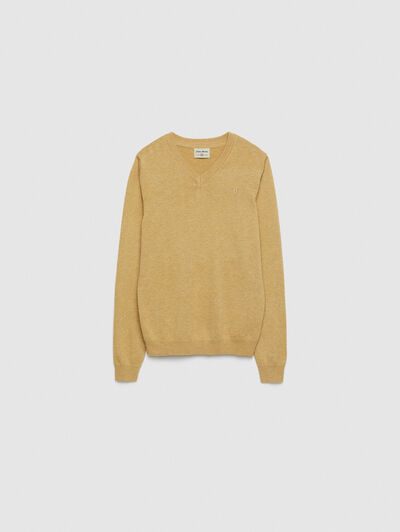 JERSEY V-NECK KIDS MOSTAZA