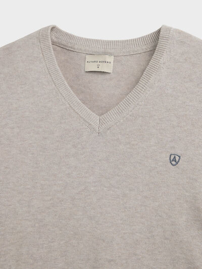 JERSEY V-NECK BASIC BEIGE