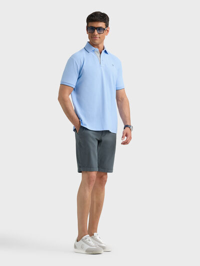 POLO CONTRAST CELESTE