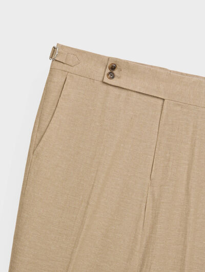 PANTALON CAPO ESPIGA LINO CAMEL