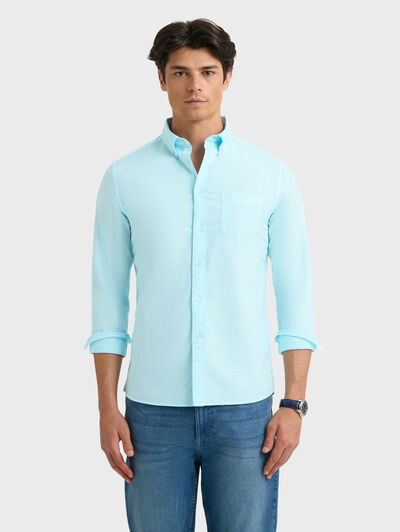 CAMISA OXFORD POCKET DYE VERDE AGUA