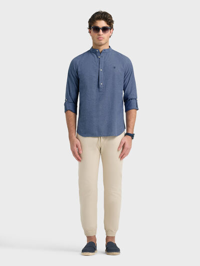 POLERA LINO MAO AZUL MARINO