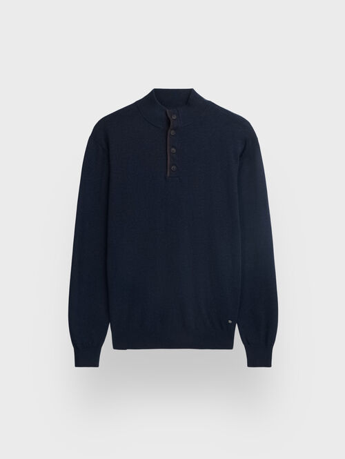 JERSEY BUTTON COLLAR AZUL