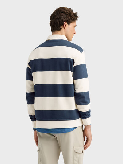 SUDADERA POLO RAYAS BEIGE