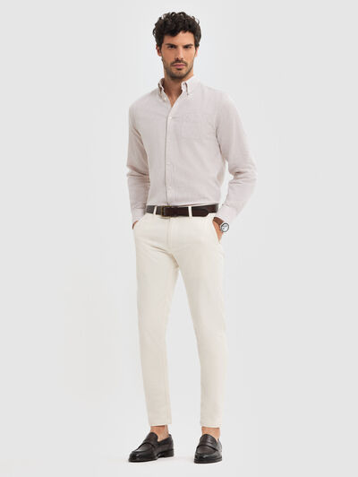 CAMISA LINO BOLSILLO BEIGE