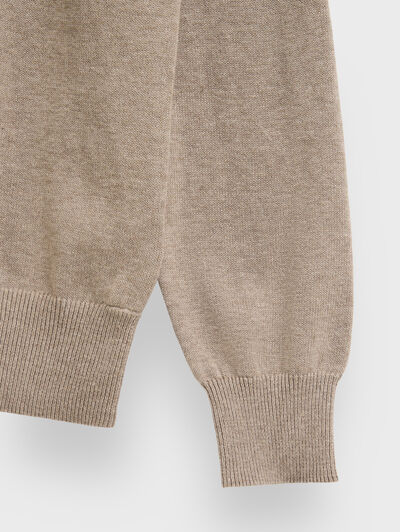 JERSEY V-NECK BASIC CAMEL