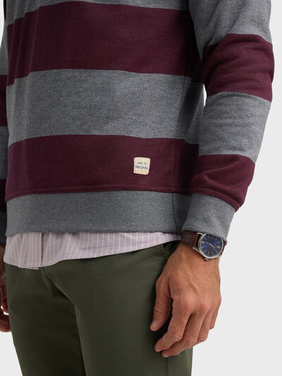 SUDADERA POLO RAYAS BURDEOS