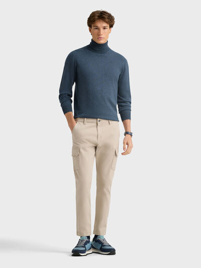 JERSEY ROLL COLLAR AZUL