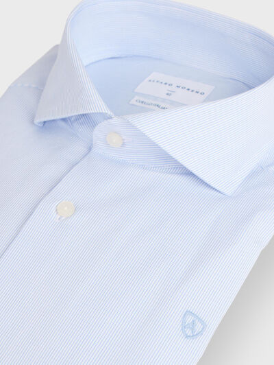 CAMISA VESTIR 500 RAYAS CELESTE