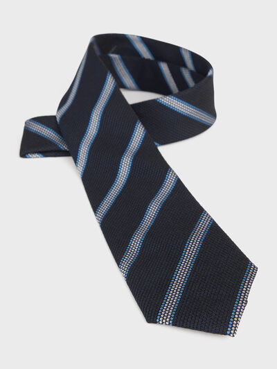 CORBATA GRENADINE RAYAS AZUL MARINO