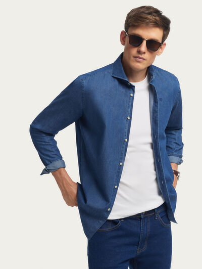 CAMISA DENIM JACK AZUL MARINO
