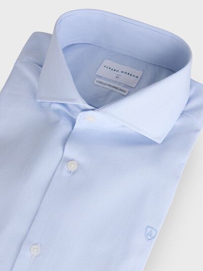 CAMISA VESTIR 500 RAYAS CELESTE