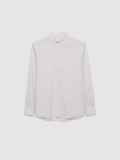 CAMISA LINO PATA GALLO BEIGE