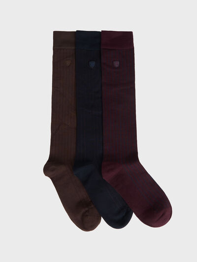 CALCETINES HILO BICOLOR BURDEOS