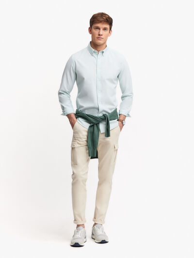 CAMISA OXFORD MIL RAYAS VERDE