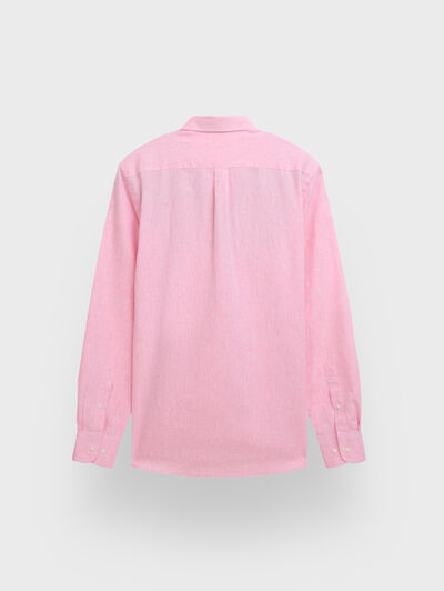 CAMISA LINO C.BOTON ROSA