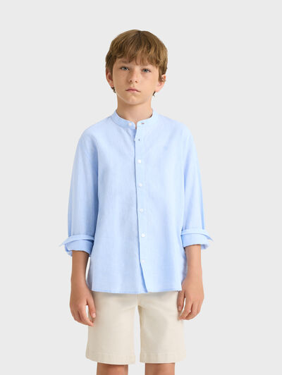 CAMISA LINO MAO KIDS CELESTE