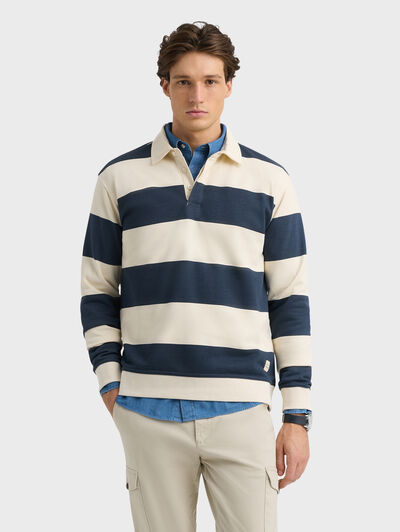 SUDADERA POLO RAYAS BEIGE