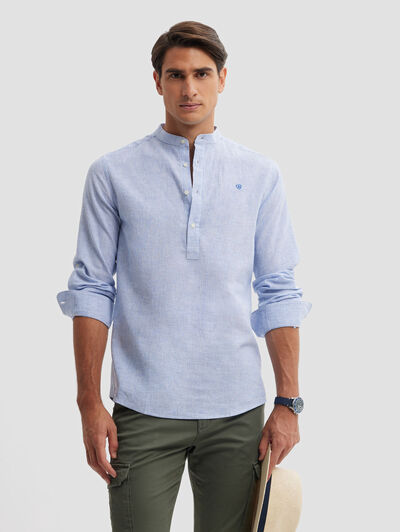 POLERA LINO RAYAS MAO AZUL