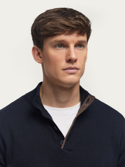 JERSEY BUTTON COLLAR AZUL MARINO