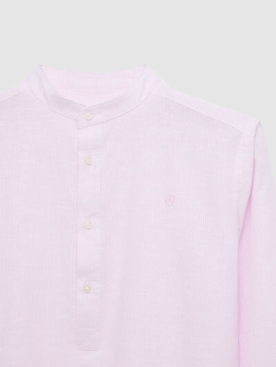 POLERA LINO RAYAS MAO ROSA