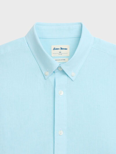 CAMISA LINO C.BOTON KIDS VERDE AGUA