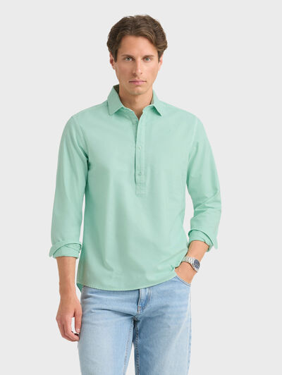 POLERA OXFORD DYE VERDE AGUA