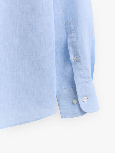 CAMISA LINO BOLSILLO AZUL