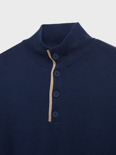 JERSEY BUTTON COLLAR AZUL MARINO