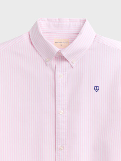 CAMISA OXFORD RAYAS ROSA