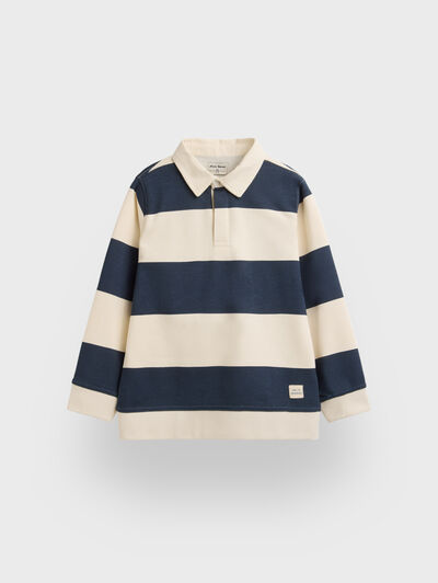 SUDADERA POLO RAYAS KIDS BEIGE