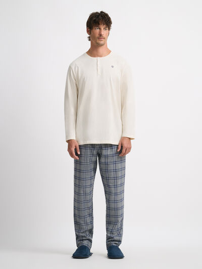 PIJAMA FRANELA CUADROS GRIS