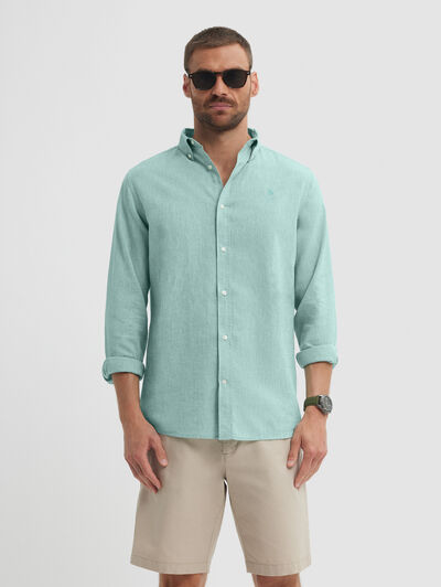 CAMISA LINO C. BOTON VERDE
