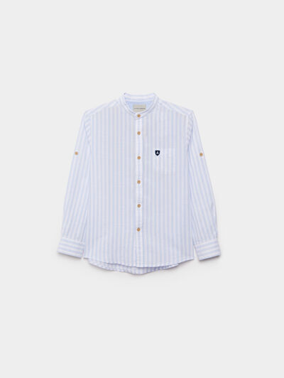 CAMISA LINO MAO KIDS CELESTE