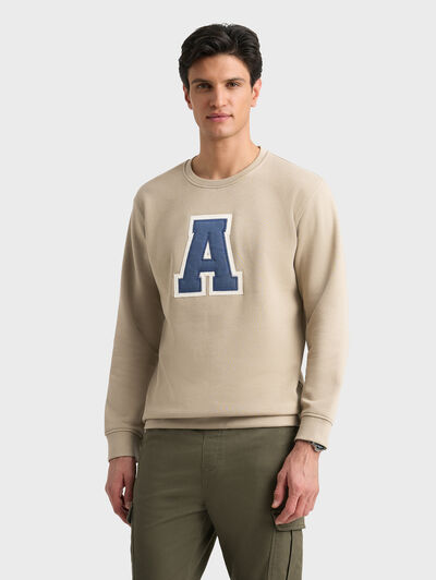 SUDADERA LOGO BEIGE