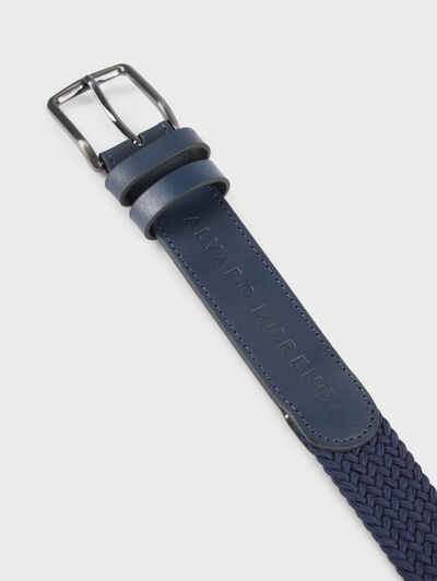 CINTURON TRENZADO ELASTICO AZUL MARINO